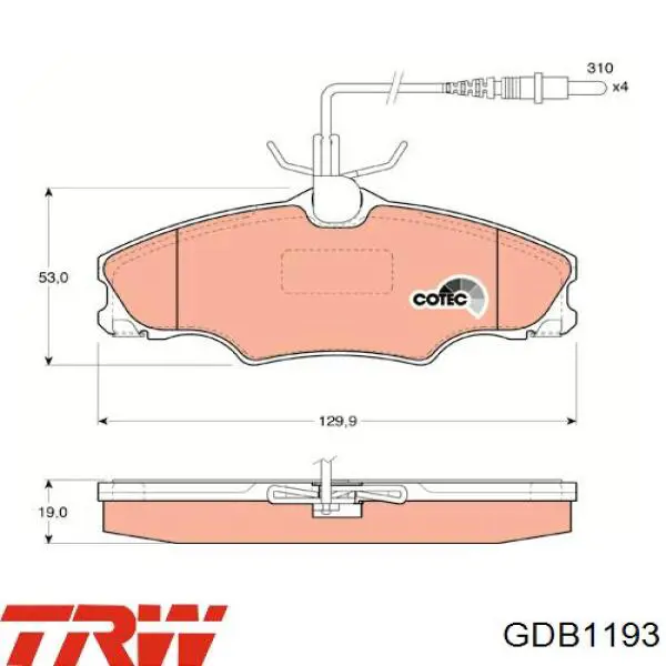 Купить GDB1193 TRW Колодки тормозные