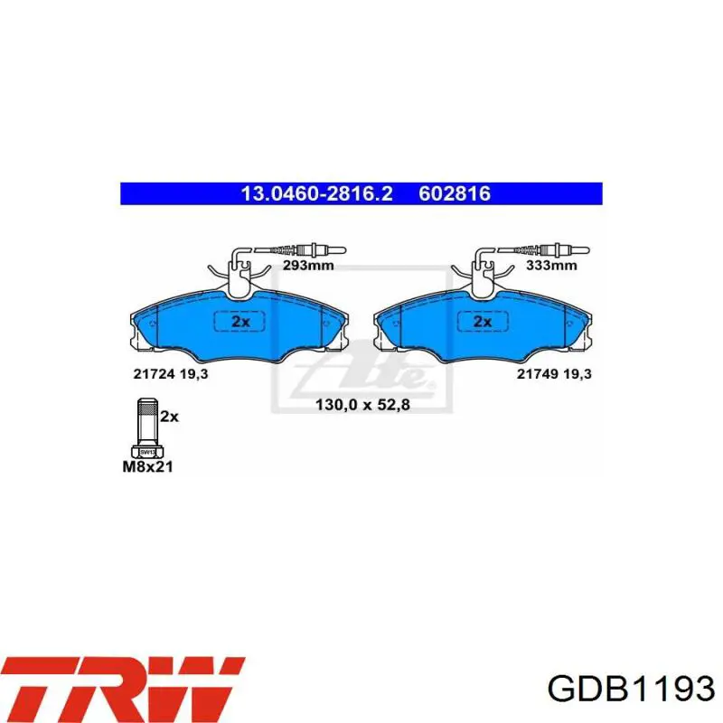 GDB1193 TRW Колодки передние