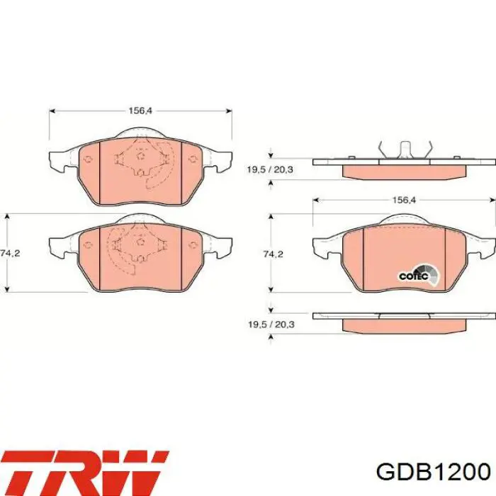 GDB1200 TRW колодки тормозные передние дисковые
