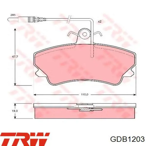 Передние тормозные колодки GDB1203 TRW