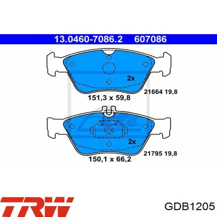 Купить GDB1205 TRW Колодки тормозные