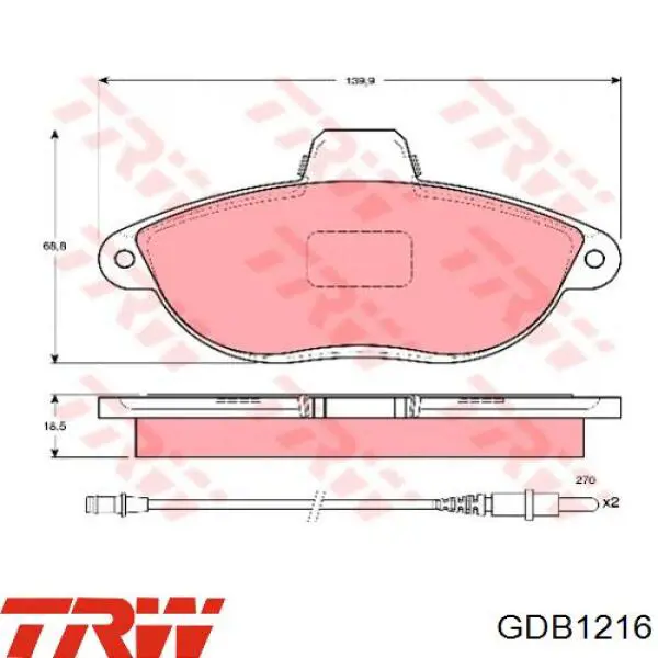 Тормозные колодки TRW GDB1216