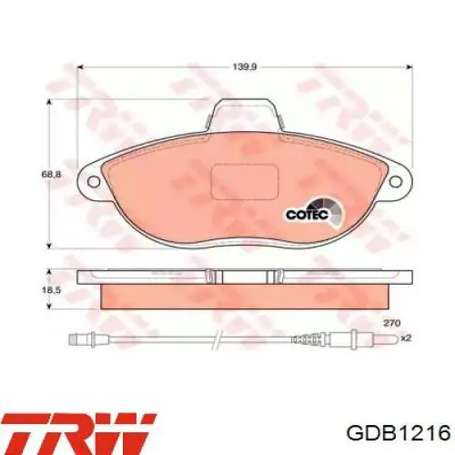 Колодки TRW GDB1216 цена, от 21.35 USD