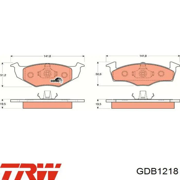 Передние тормозные колодки GDB1218 TRW