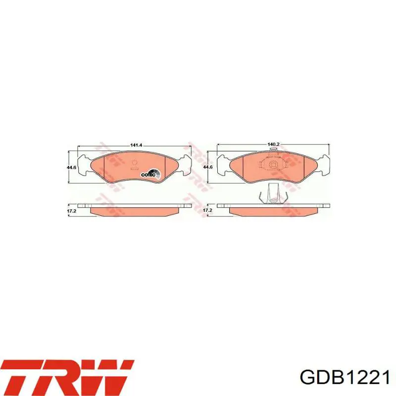 Передние тормозные колодки GDB1221 TRW