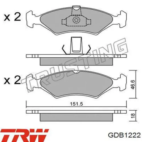Передние тормозные колодки 1010503 Ford