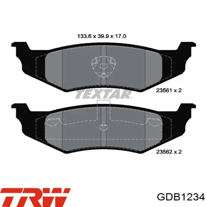 Купить GDB1234 TRW Колодки тормозные задние, дисковые