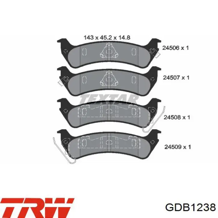 Колодки дисковые  TRW GDB1238 цена, от 39.42 USD