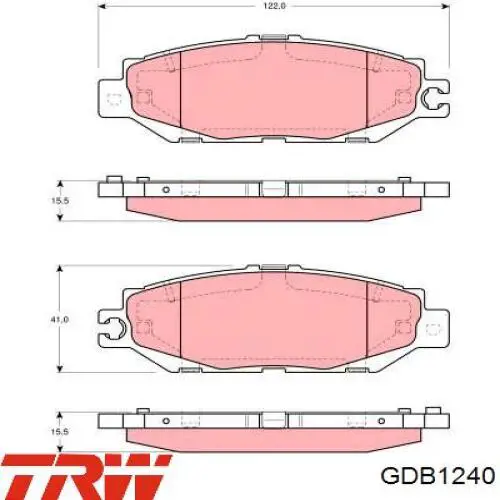 Задние тормозные колодки GDB1240 TRW