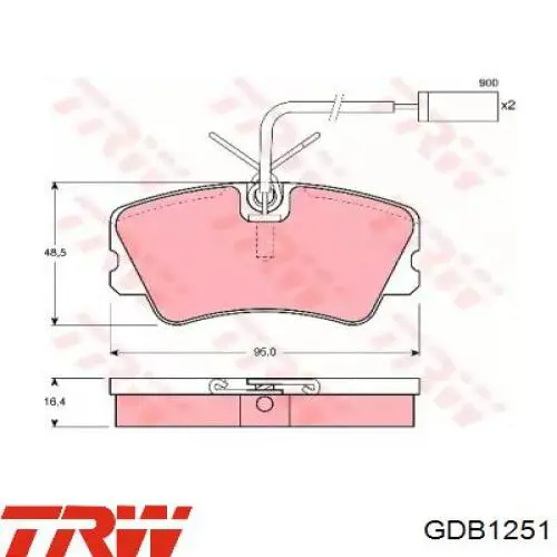 Передние тормозные колодки GDB1251 TRW