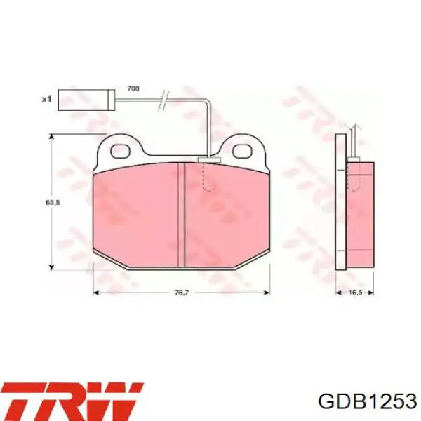 Передние тормозные колодки 1164622039001 Fiat/Alfa/Lancia