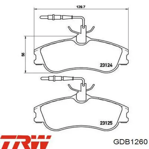 Купить GDB1260 TRW Колодки тормозные