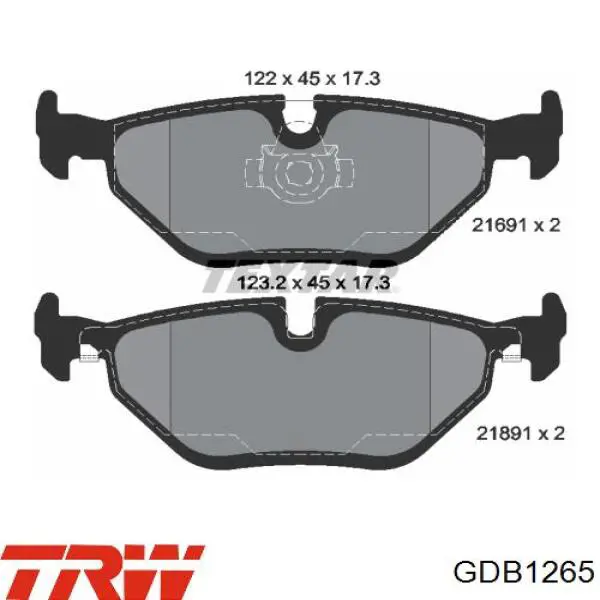 Колодки дисковые  TRW GDB1265 цена, от 23.17 USD