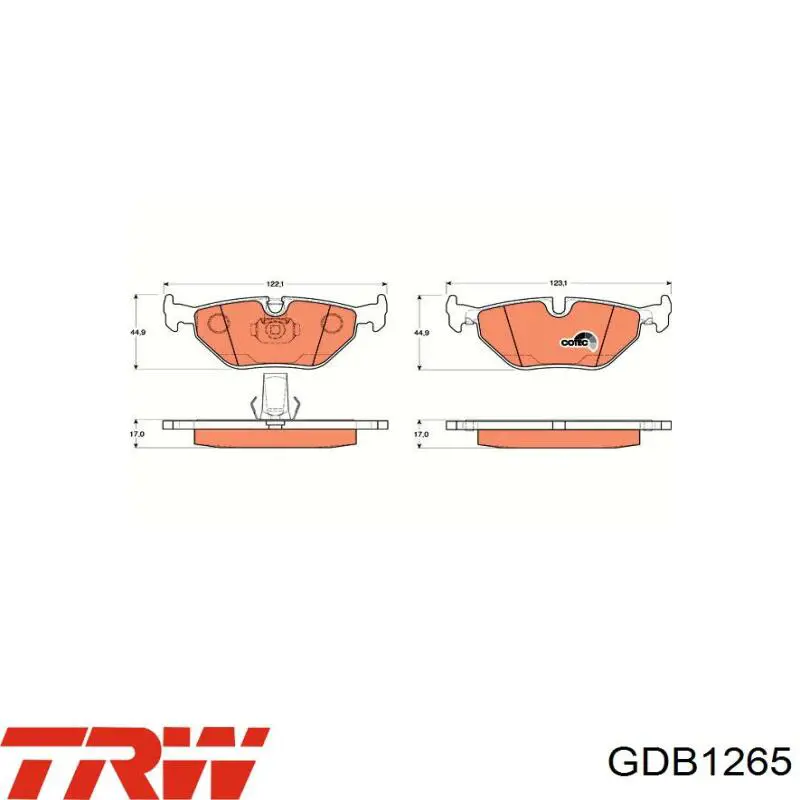 Задние тормозные колодки GDB1265 TRW