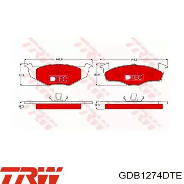GDB1274DTE TRW колодки тормозные передние дисковые