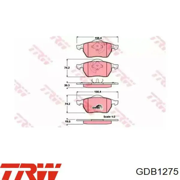 Купить GDB1275 TRW Колодки тормозные