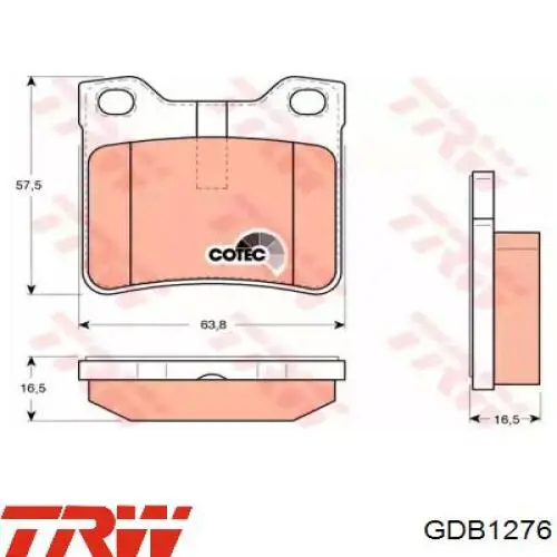 GDB1276 TRW задние тормозные колодки