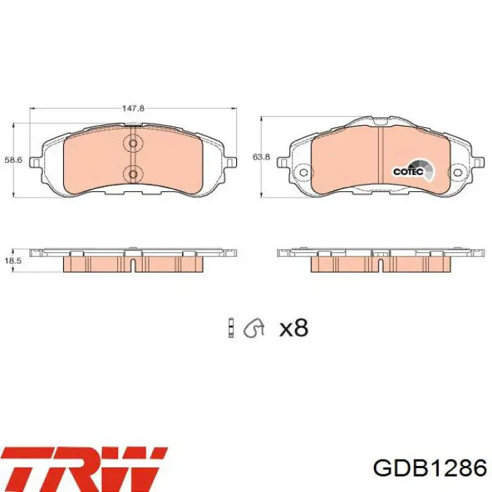Купить GDB1286 TRW Колодки тормозные