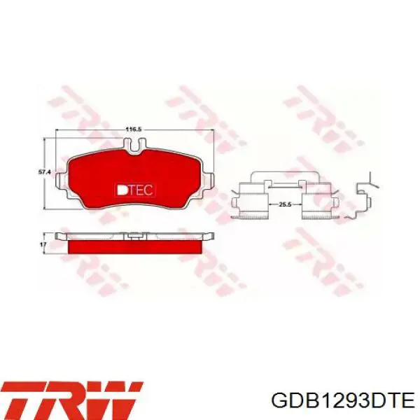 GDB1293DTE TRW колодки тормозные передние дисковые