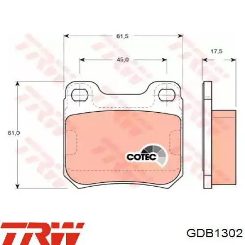 GDB1302 TRW колодки тормозные задние дисковые