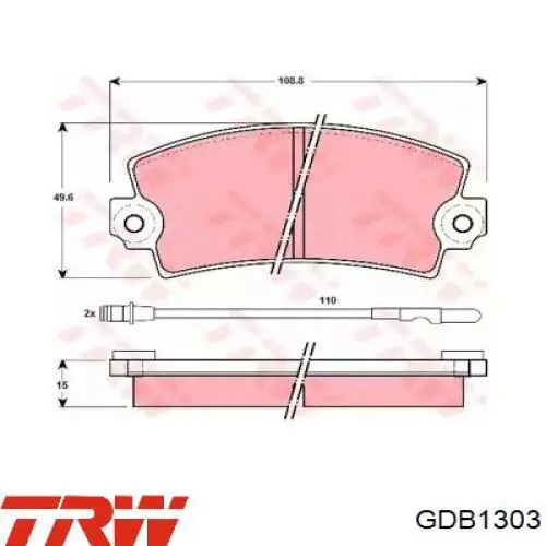 GDB1303 TRW колодки тормозные передние дисковые