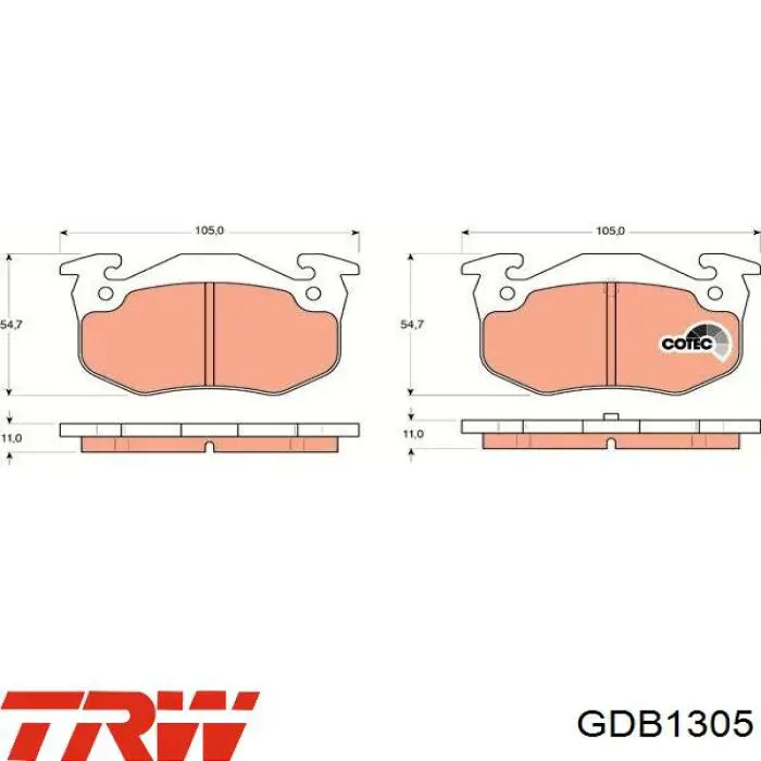 Pastillas de freno traseras GDB1305 TRW