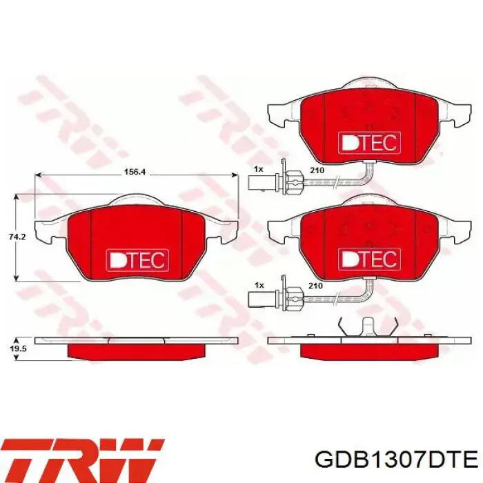 GDB1307DTE TRW колодки тормозные передние дисковые
