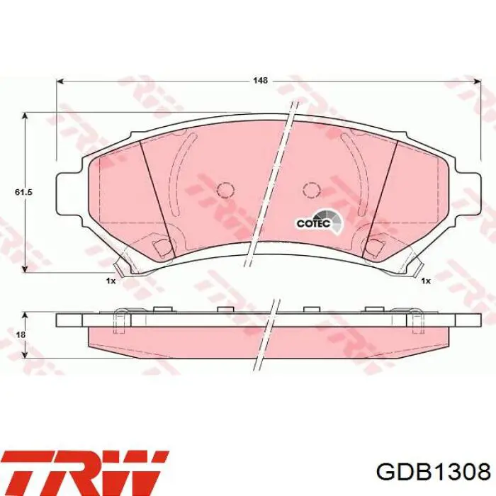 Купить GDB1308 TRW Колодки тормозные