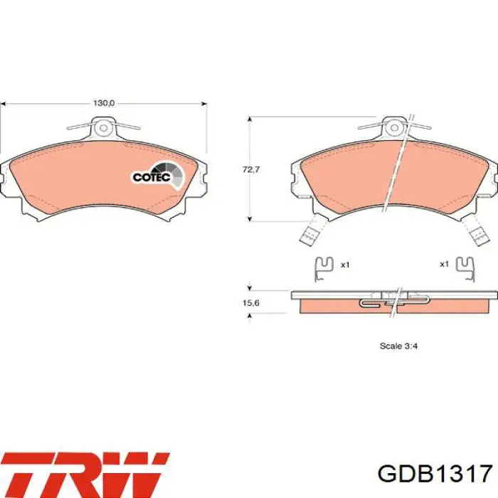 GDB1317 TRW колодки тормозные передние дисковые