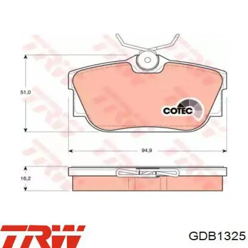GDB1325 TRW Колодки тормозные дисковые комплект