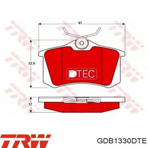 Задние тормозные колодки GDB1330DTE TRW