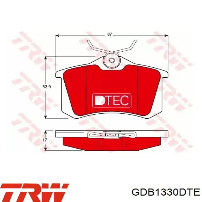 GDB1330DTE TRW колодки тормозные задние дисковые