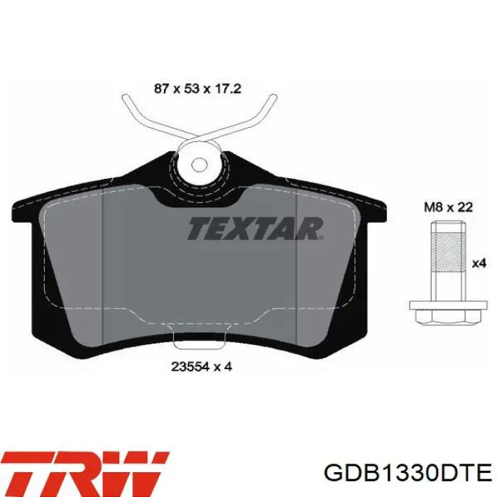 Купить GDB1330DTE TRW Колодки тормозные задние, дисковые