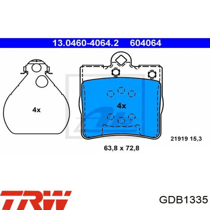 Задние дисковые колодки TRW GDB1335