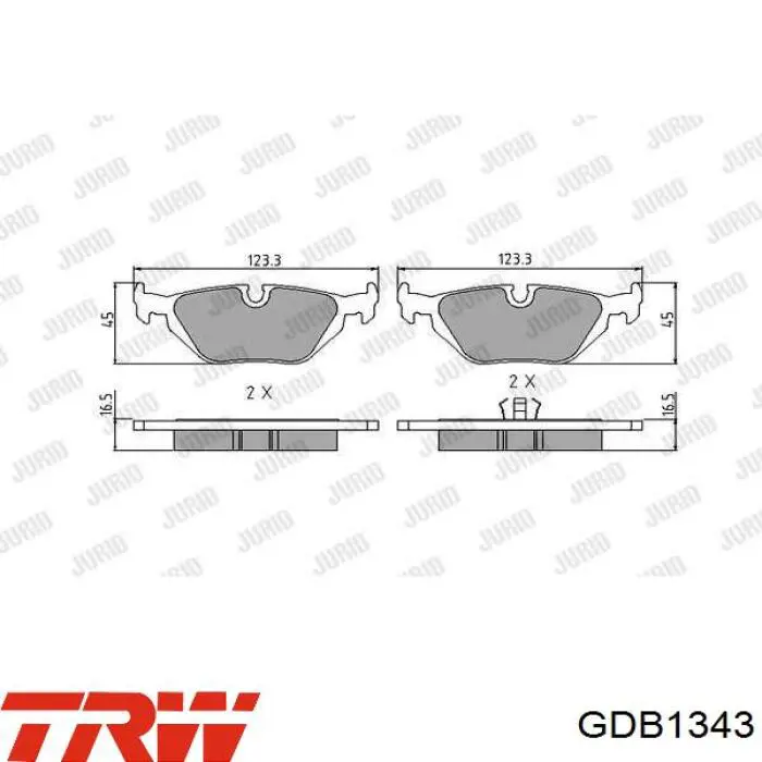 Задние тормозные колодки GDB1343 TRW