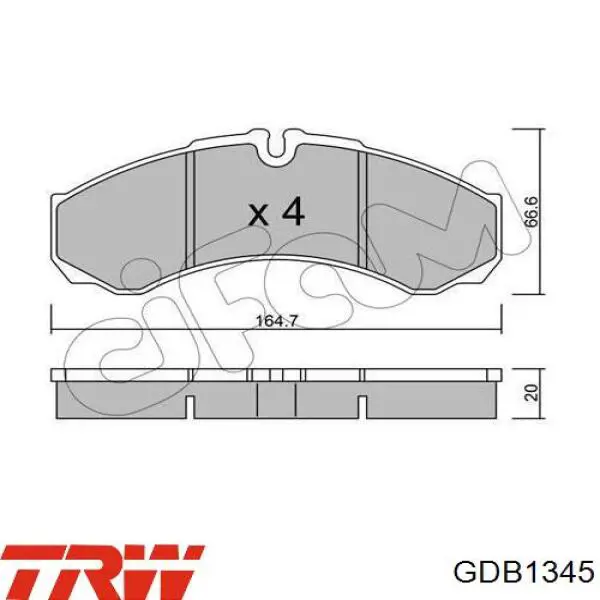 Задние дисковые колодки TRW GDB1345