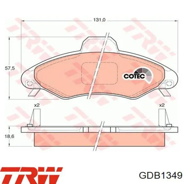 Передние тормозные колодки GDB1349 TRW