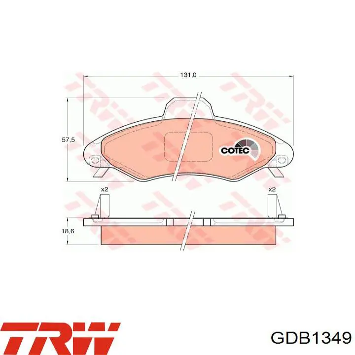 Купить GDB1349 TRW Колодки тормозные