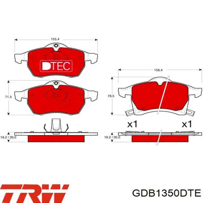 Передние тормозные колодки GDB1350DTE TRW