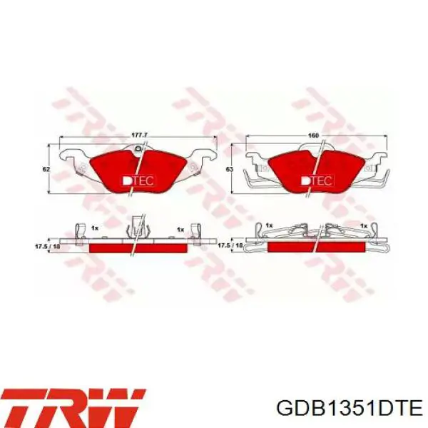 Передние тормозные колодки GDB1351DTE TRW