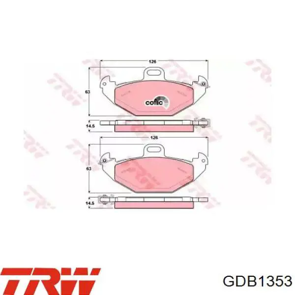 GDB1353 TRW колодки тормозные задние дисковые