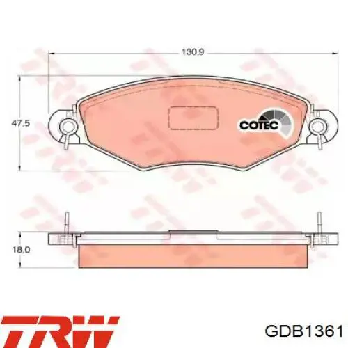 GDB1361 TRW колодки тормозные передние дисковые