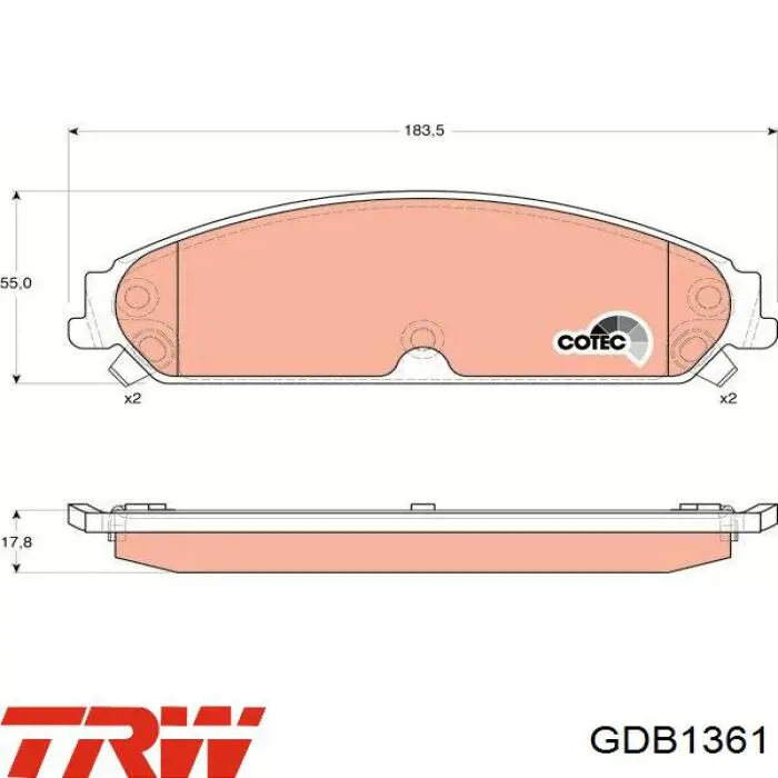 Купить GDB1361 TRW Колодки тормозные
