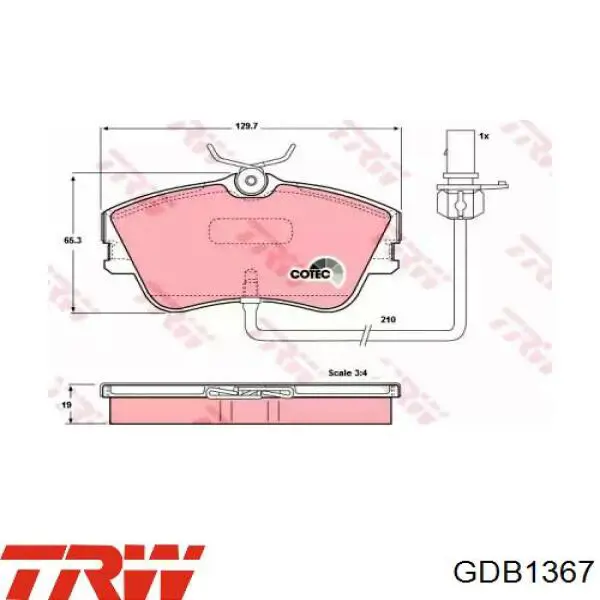 GDB1367 TRW Колодки передние