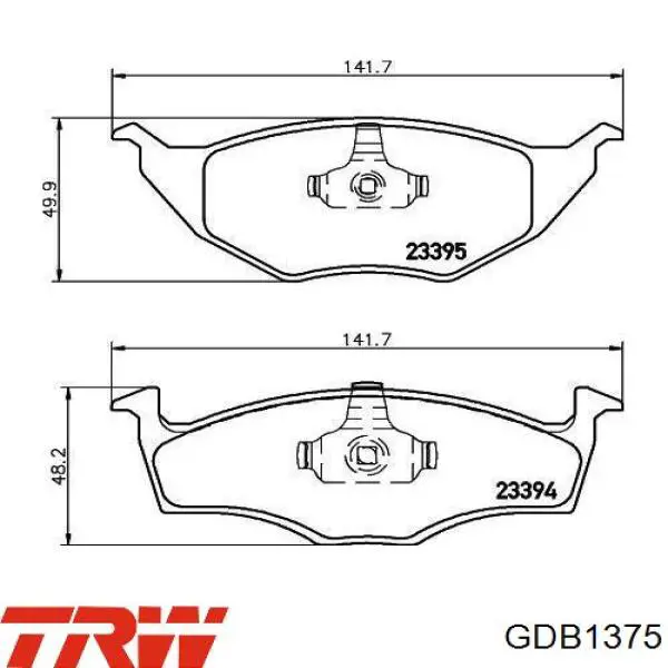 Передние тормозные колодки GDB1375 TRW
