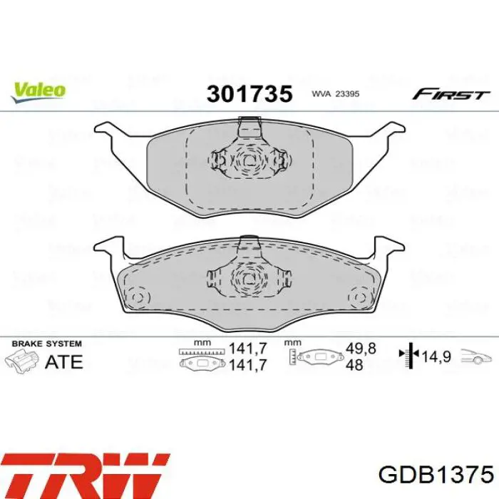 Колодки TRW GDB1375 цена, от 25.82 USD