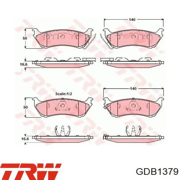 Задние тормозные колодки GDB1379 TRW