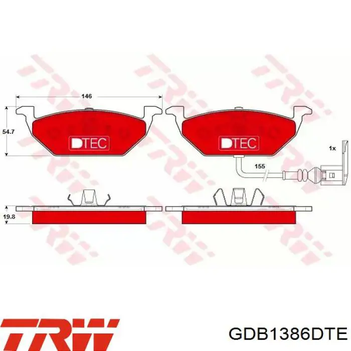 GDB1386DTE TRW колодки тормозные передние дисковые