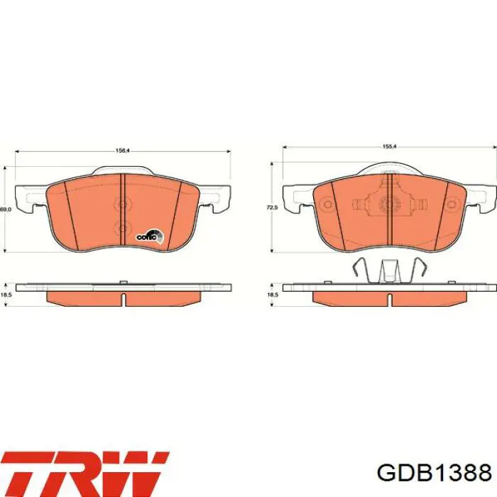 GDB1388 TRW колодки тормозные передние дисковые