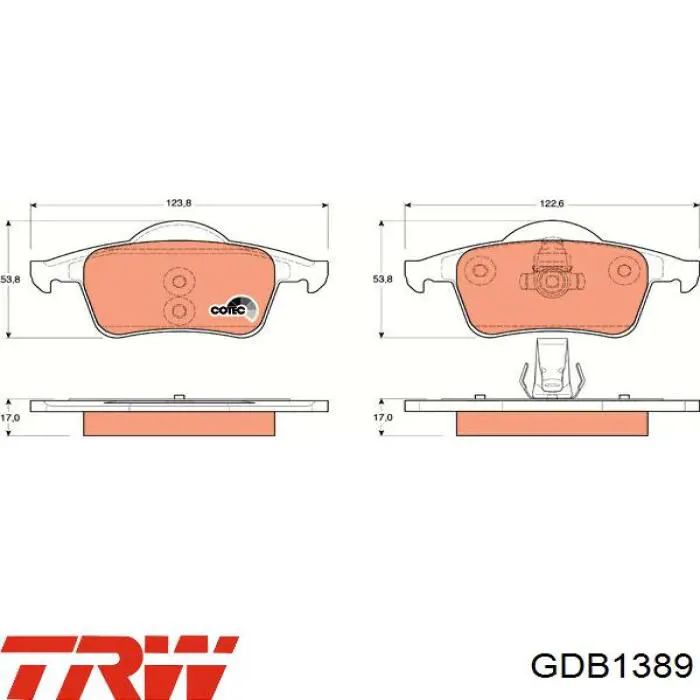 Колодки гальмові задні, дискові GDB1389 TRW